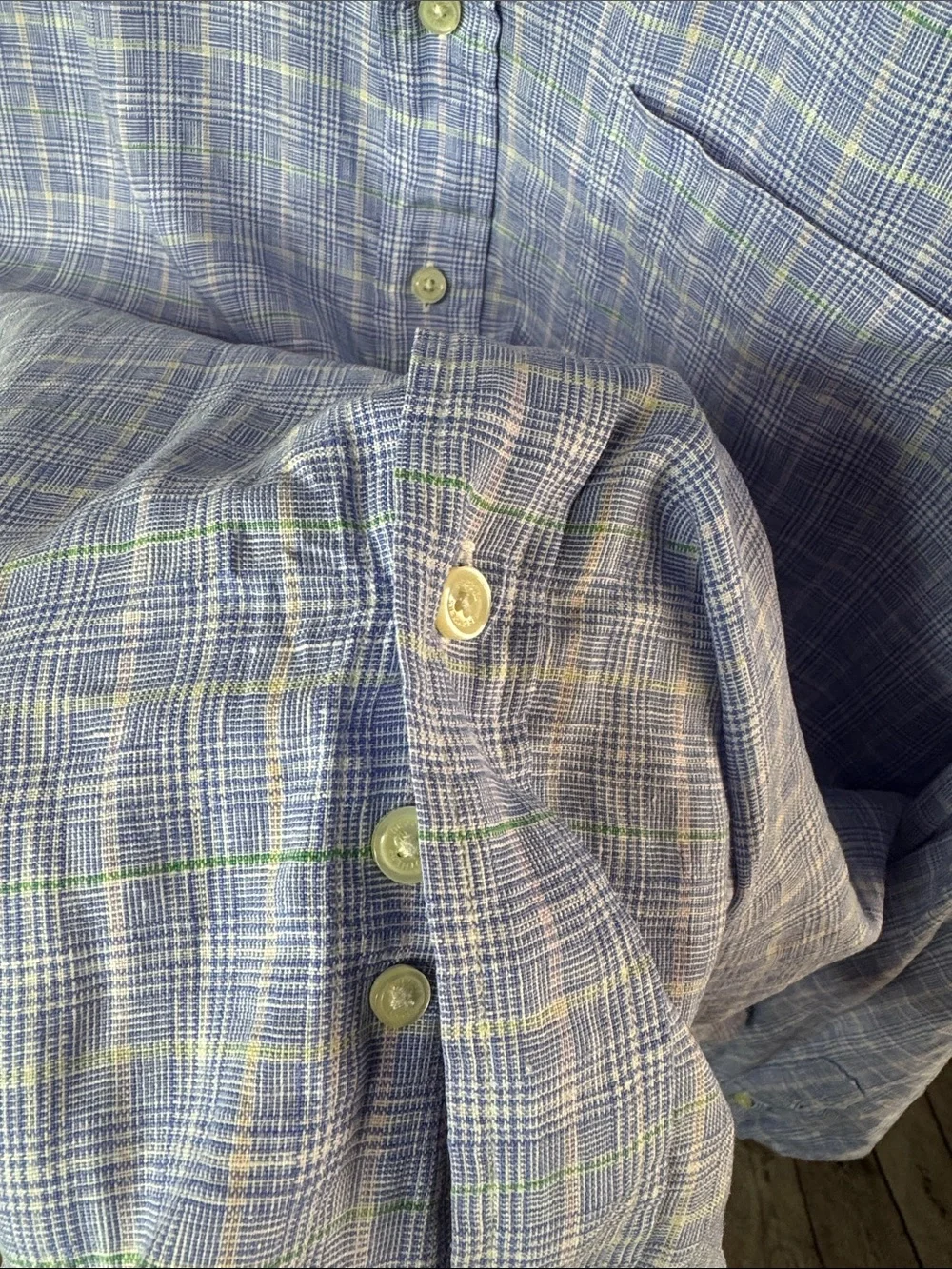 Brooks Brothers LS Irish Linen Plaid button down shirt Size L Large